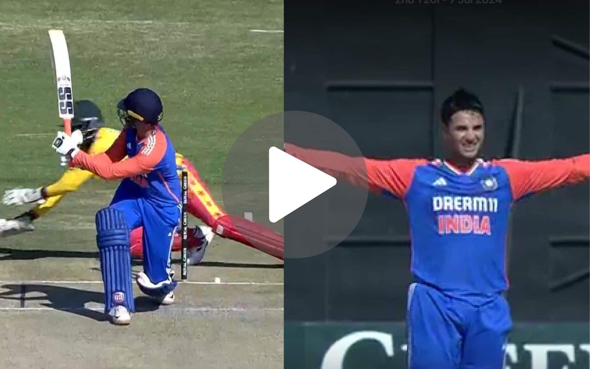 [Watch] 6,6,6 - Abhishek Sharma's Hat-Trick Of Sixes To Reach His 46-Ball Century Vs ZIM